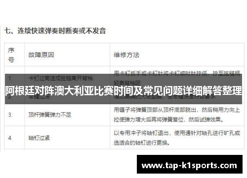 阿根廷对阵澳大利亚比赛时间及常见问题详细解答整理